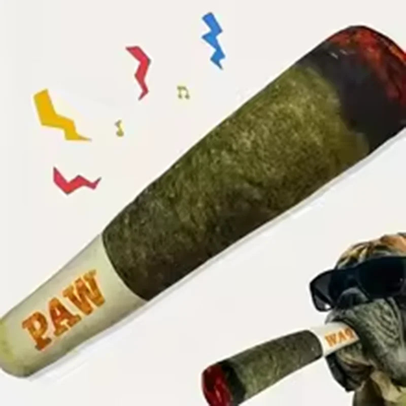 Funny Interactive Dog Toys Cigar Design Plush Squeaky Pet Toys Grinding Teeth Creative Chew Cool Stuffed Gifts for Dog Birthday