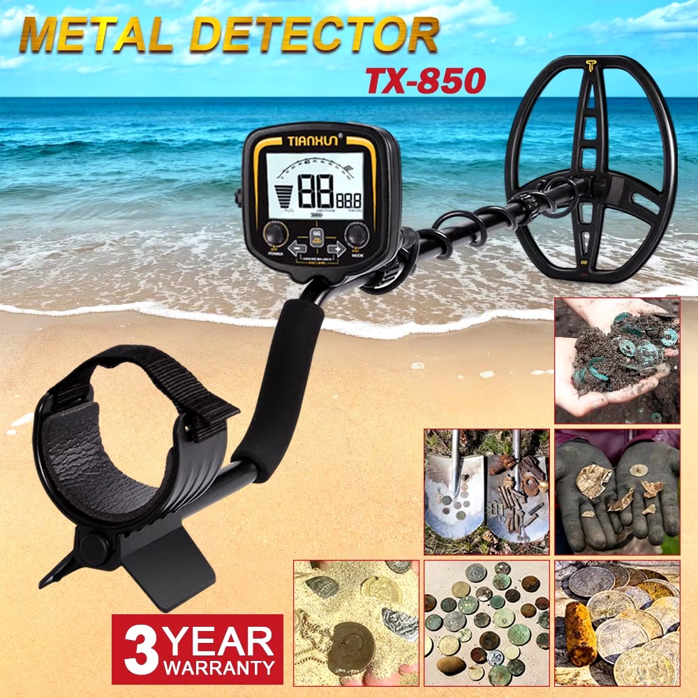 TX-850 Metal Detector for Adults, Professional Treasure Hunter with 11'' Waterproof Coil, Gold Coin Jewelry Relic Finder